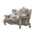 Versailles - Loveseat With 4 Pillows - Vintage Gray Synthetic Leather & Bone White ACME