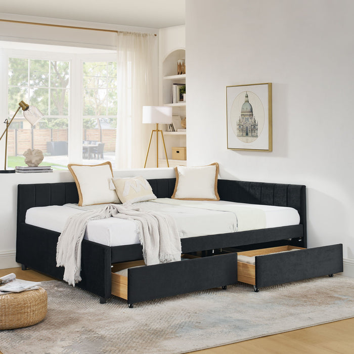 Upholstered Tufted Daybed Frame With Storage Drawers Home Essentials