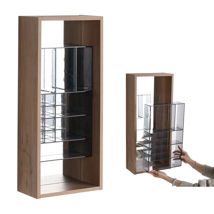 12" Wall Mounted Mirror Cabinet With Storage - Imitative Oak Home Essentials