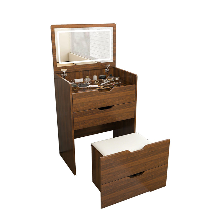 Vanity Desk With Lighted Mirror & Stool Home Essentials