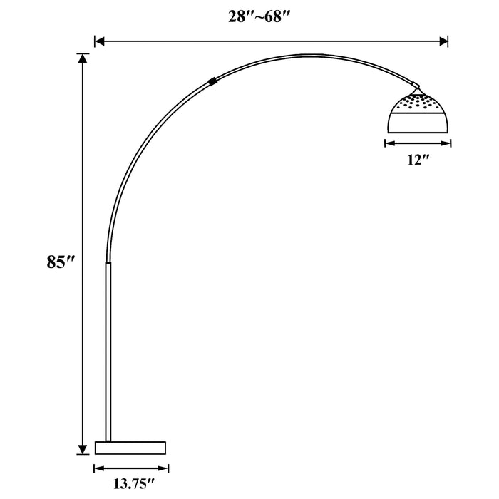 Krester - Dome Shade Arc Floor Lamp - Chrome Furniture Max