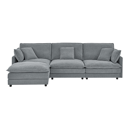 L-Shaped Sectional Sofa With Ottoman, Convertible 4 Seater Couch Home Essentials