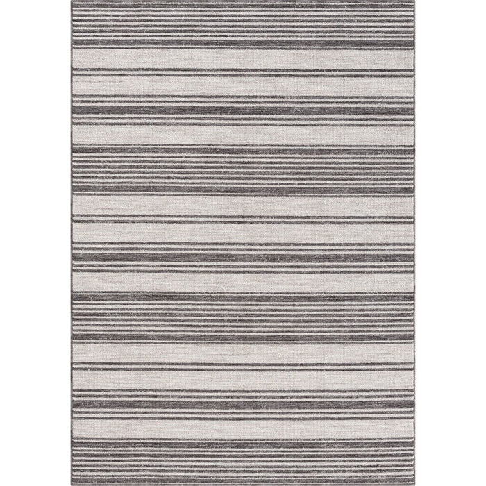 8' X 9' Striped Indoor / Outdoor Area Rug - Gray / Ivory