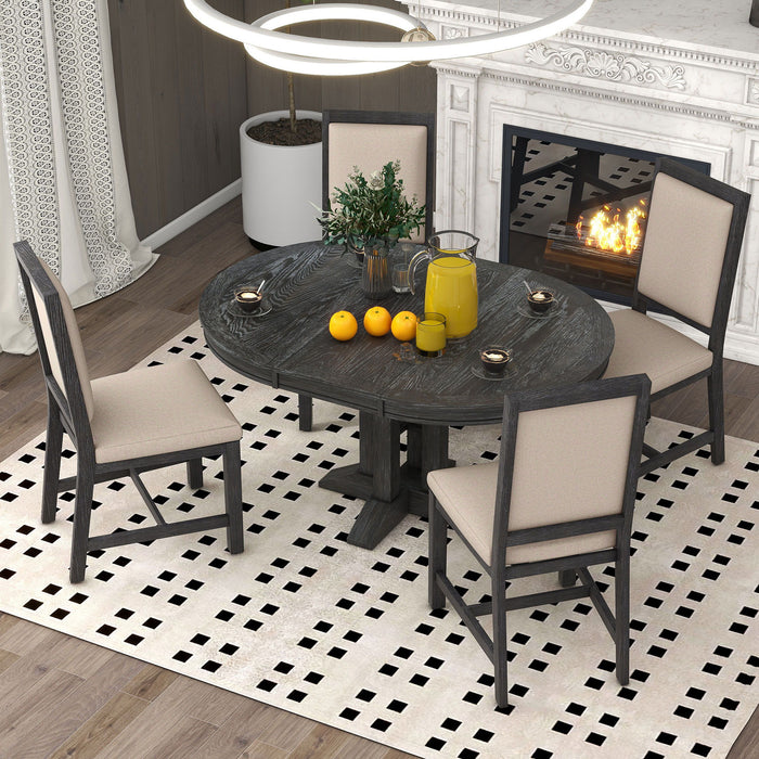 Dining Set & Extendable Round Table And 4 Upholstered Chairs Hearth and Haven