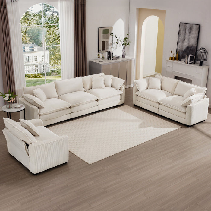 Elegant Corduroy Oversized Sectional Sofa Set With Deep Seats And Flexible Layout