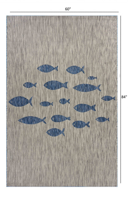 5' X 7' Outdoor / Indoor Area Rug - Gray