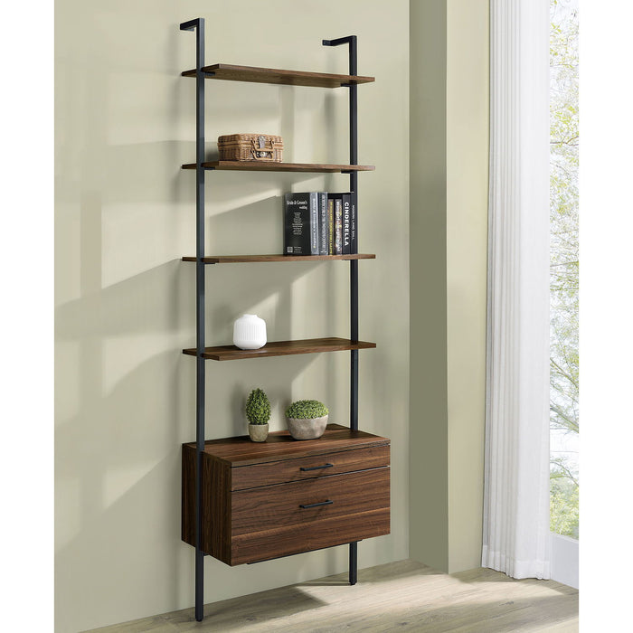 Wendell - 4 Shelf Storage Wall Bookshelf - Walnut Furniture Max