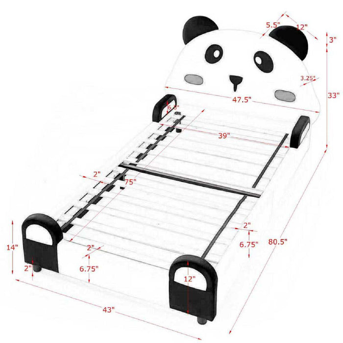 Twin Size Cute Panda Shaped Kids Bed - White / Black Home Essentials