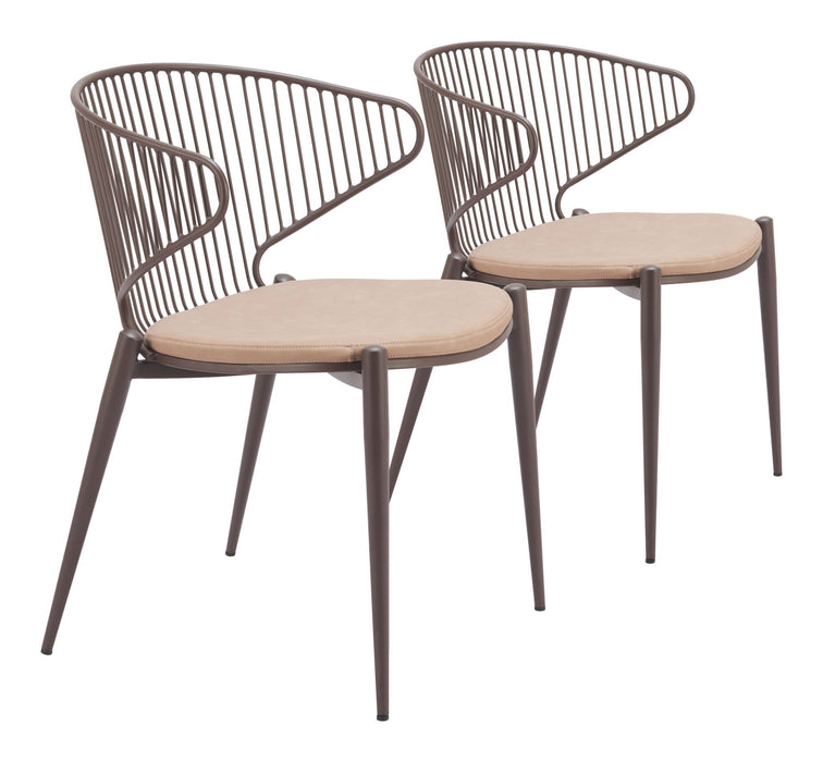 Silues - Dining Chair (Set of 2) - Taupe / Brown Zuo Modern