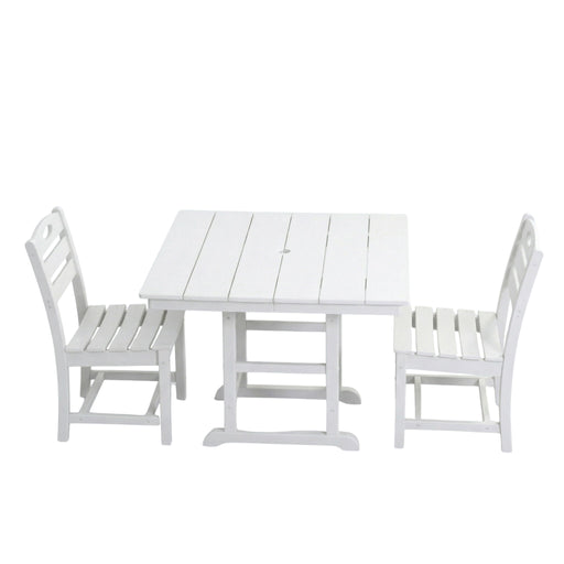 Outdoor Patio Dining Set, Square Table With Umbrella Hole And Armless Chairs Home Essentials