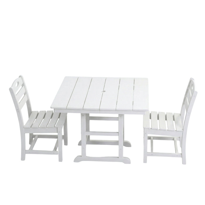 Outdoor Patio Dining Set, Square Table With Umbrella Hole And Armless Chairs Home Essentials