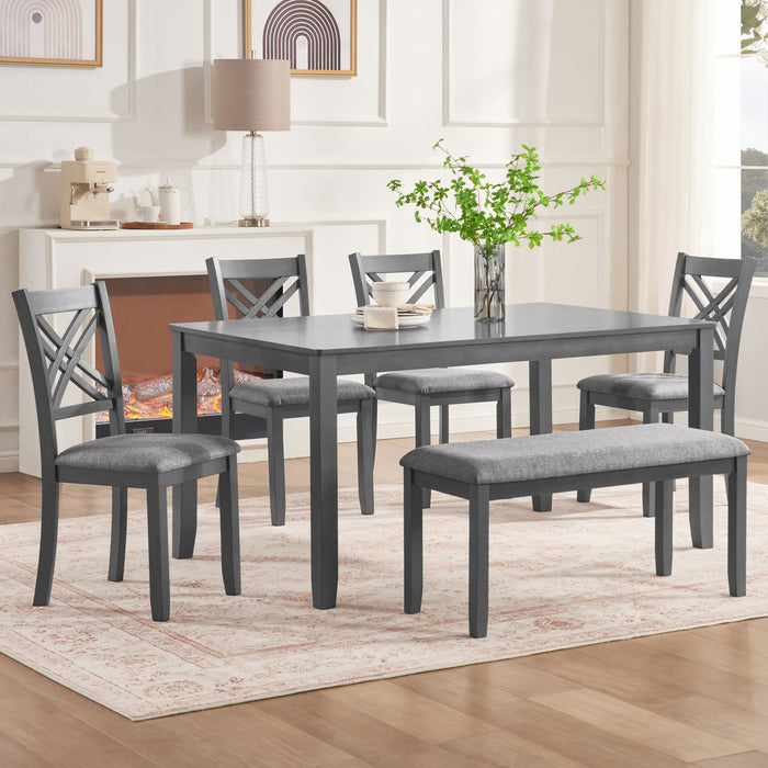Kitchen Dining Set, Rectangular Dining Table & Upholstered Chairs Home Essentials