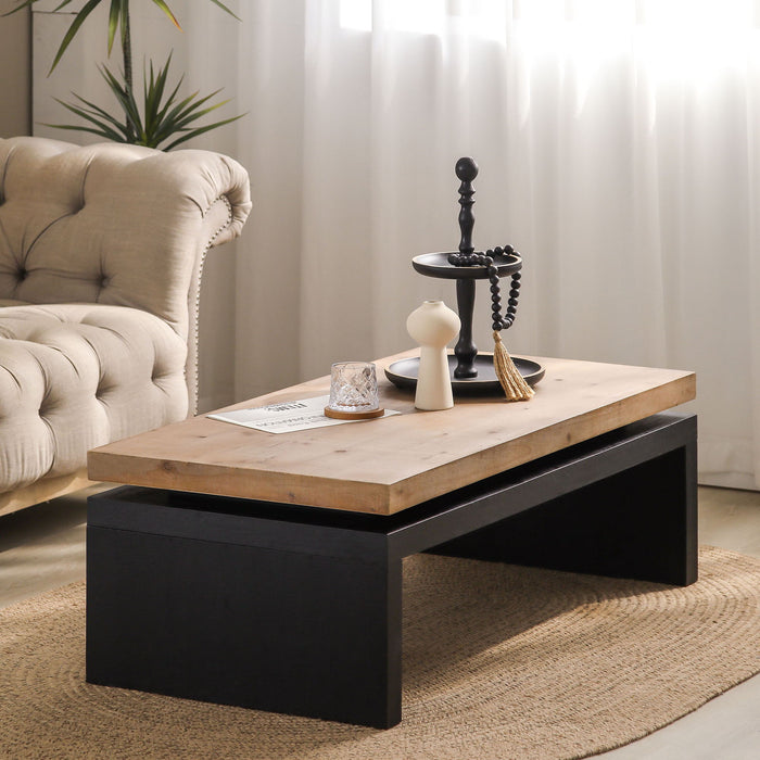 Coffee Table Rectangular Center Table For Living Room - Black / Natural / Multi / Natural Multi / Natural Wood / Natural Wood Wash Home Essentials