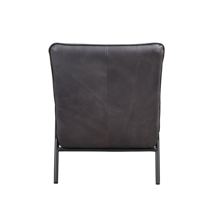 Nignu - Accent Chair - Gray Top Grain Leather & Matt Iron ACME