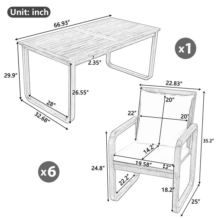 7 Piece Outdoor Patio Dining Set With Removable Cushions Hearth and Haven