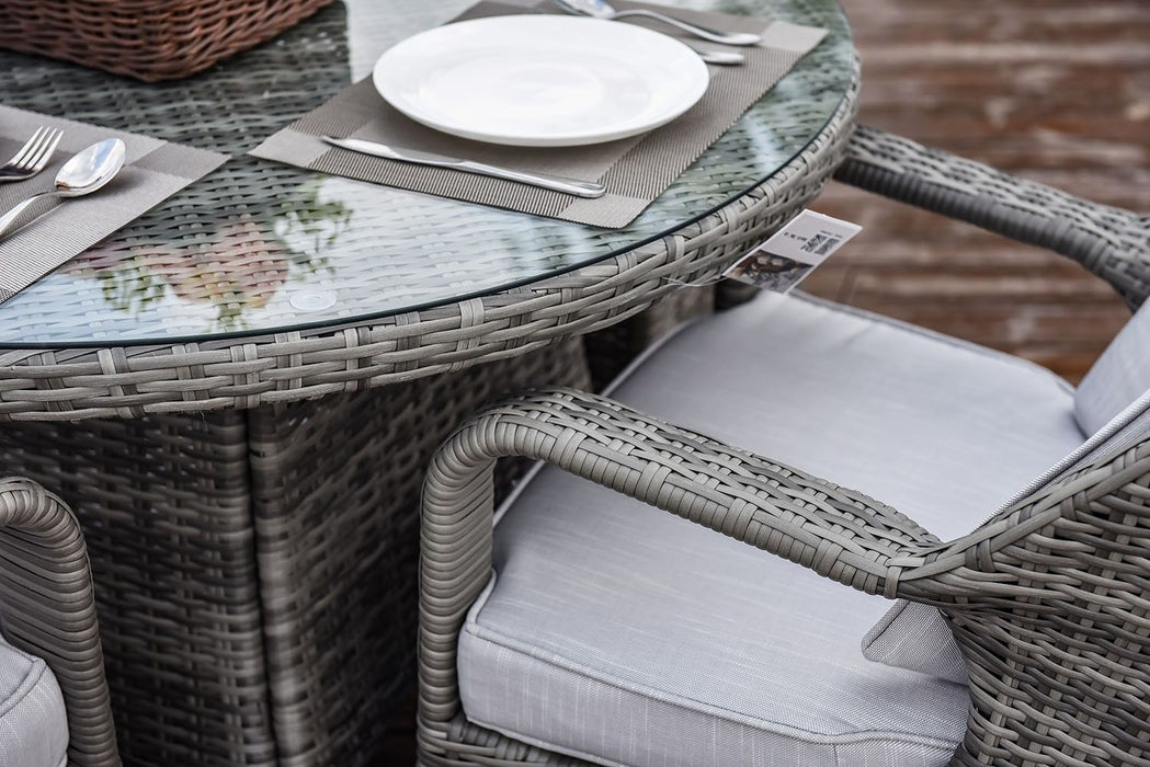 5 Piece Round Glass Dining Set - Gray