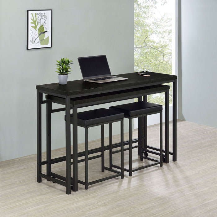Klekner - 4 Piece Counter Height Table Set With Nesting Tables And Backless Stools - Charcoal Furniture Max