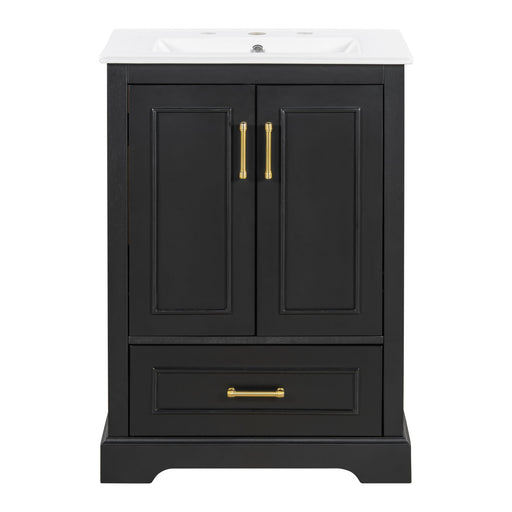 Bathroom Vanity With Sink, 1 Divided Drawer And 2 Soft Close Doors With Double Shelf Hearth and Haven