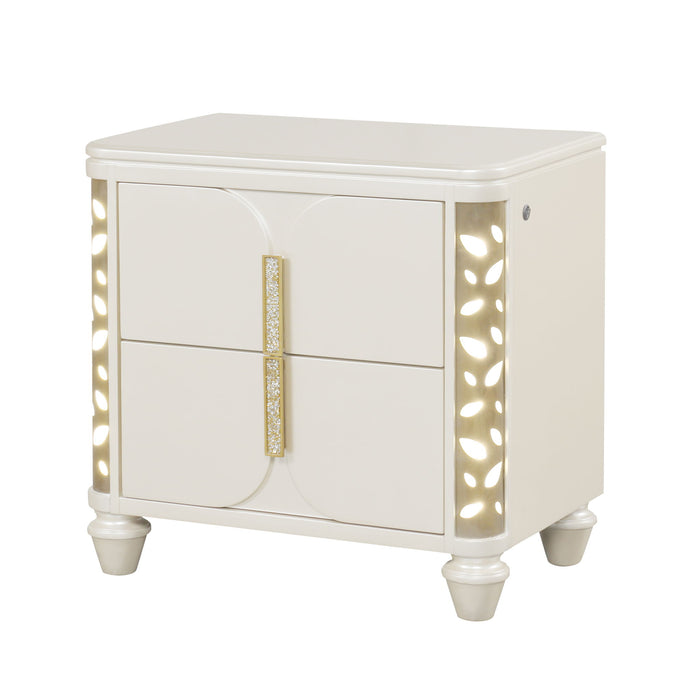 Cinderella - Nightstand With LED Accents And 2 Storage Drawers - Beige Matrix Furniture Group