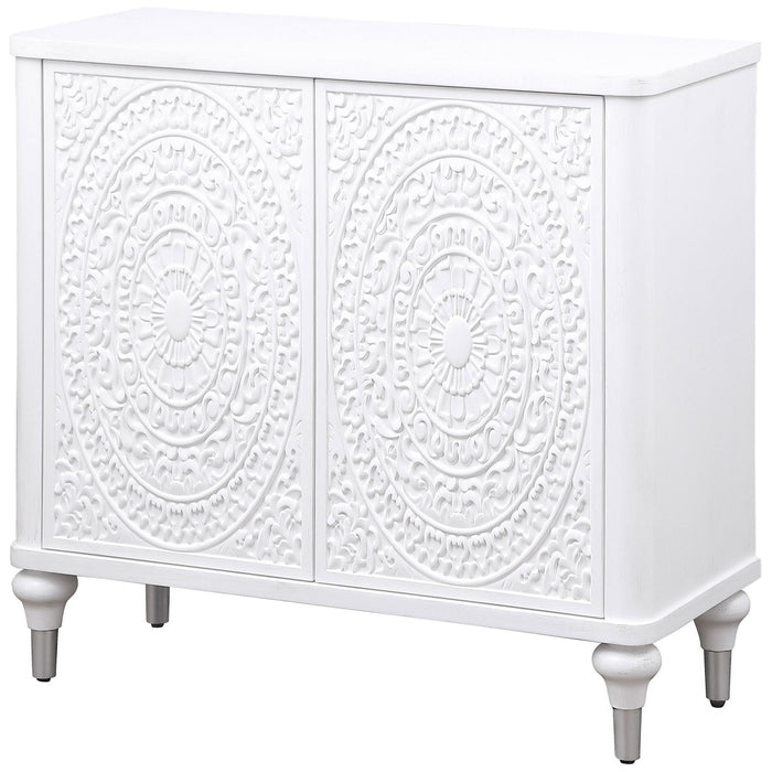 Angus - 2 Door Mandala Accent Cabinet - White Furniture Max