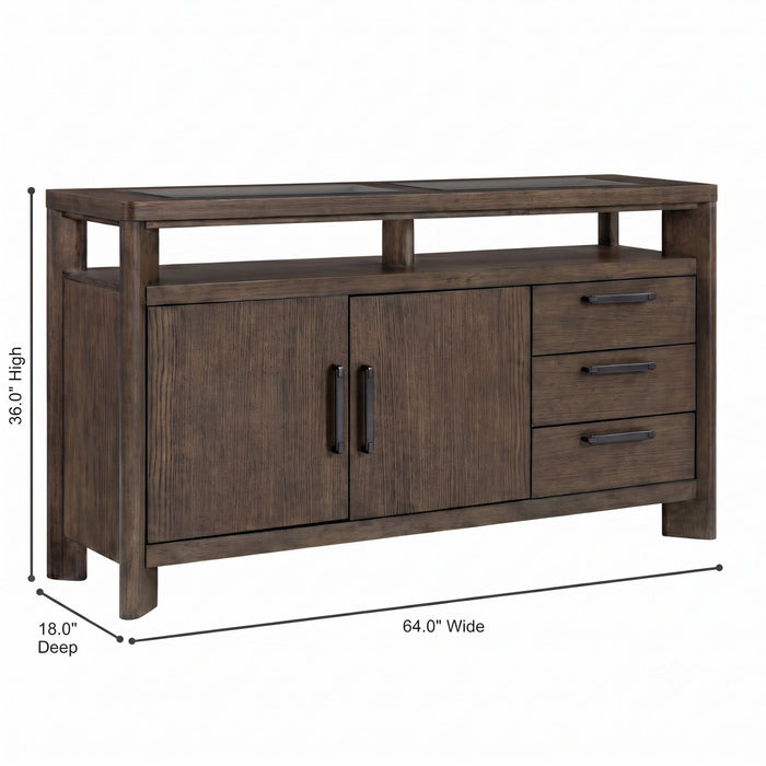 Side Server With Glass Inlay - Dark Oak Emerald Home