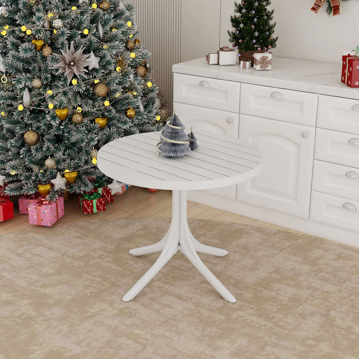 Modern Round Table, Waterproof, UV Resistant And Durable - White Home Essentials