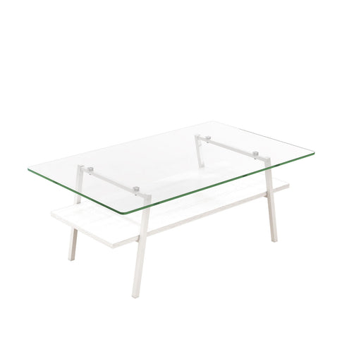 Rectangle Coffee Table, Tempered Glass Tabletop With Metal Legs, Modern Table For Living Room Home Essentials