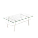 Rectangle Coffee Table, Tempered Glass Tabletop With Metal Legs, Modern Table For Living Room Home Essentials