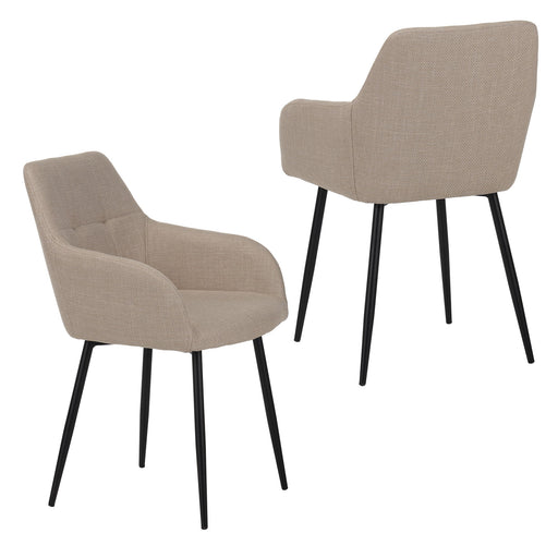 Dining Chair With Backrest And Wide Seat (Set of 2) - Beige Home Essentials