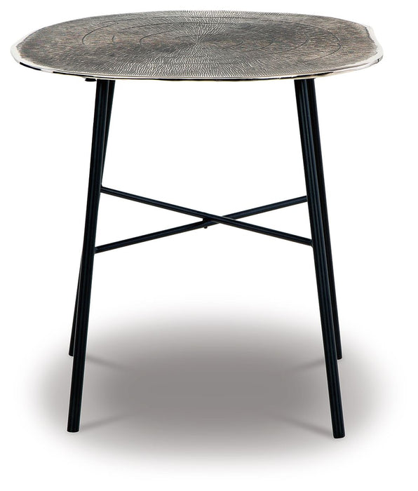 Laverford - Round End Table - Chrome / Black Signature Design by Ashley®
