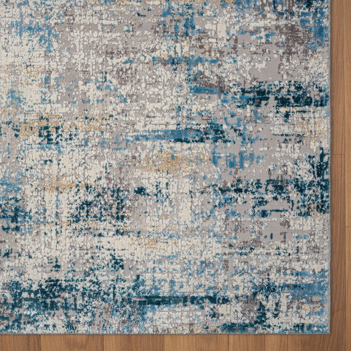 4.9' x 8' Abstract Area Rug - Blue And Ivory