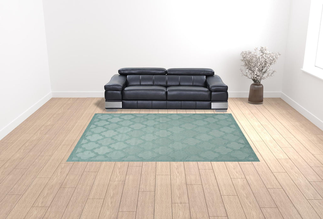 9' X 12' Geometric Flatweave Area Rug - Aqua