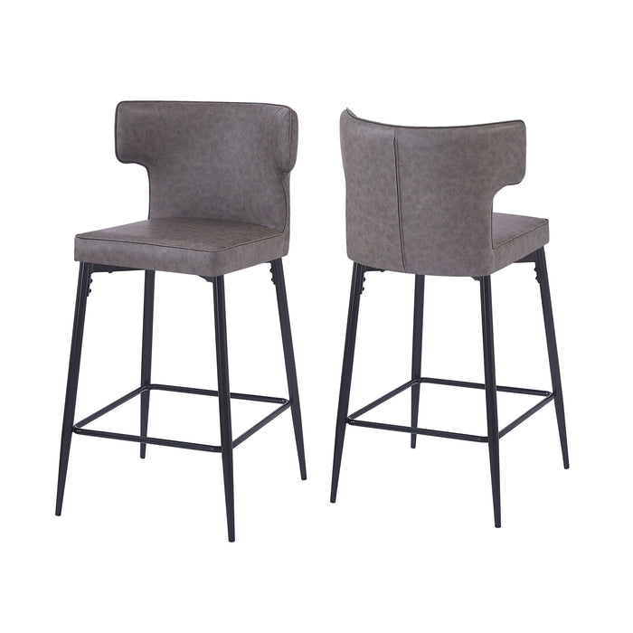 Modern Bar Stools With Upholstery And Metal Footrest (Set of 2)