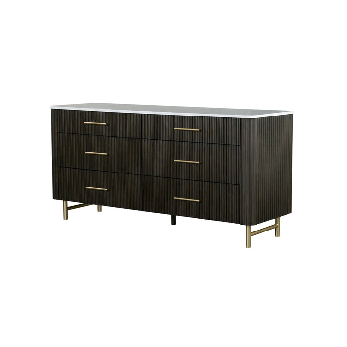 Clayten - Dresser - Espresso / White Marble Home Essentials