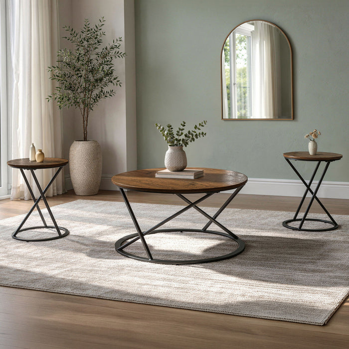 Emery - 3 Piece Occasional Set (1 Coffee & 2 End Tables) - Brown New Classic