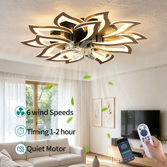 Ceiling Fan With Remote Control And Lights, 6 Speeds, 3 Color Temperatures, Low Profile Flush Mount Daily Nest