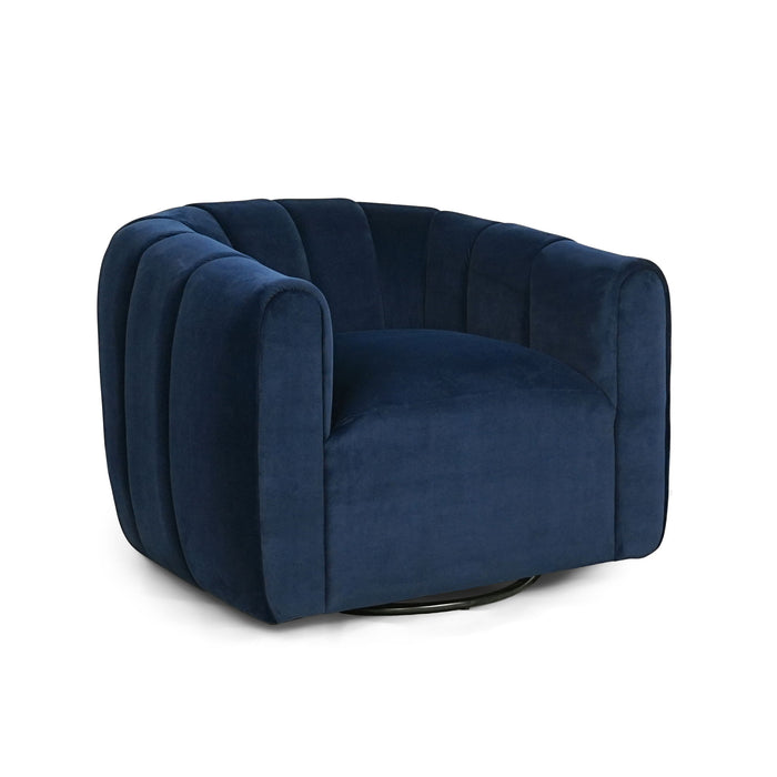 Serenizia - Upholstered Velvet Swivel Chair With Channel Tufted