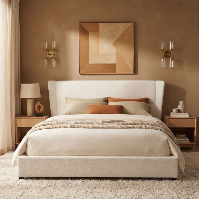 Upholstered Wingback Platform Bed Frame, No Box Spring Needed Noble House