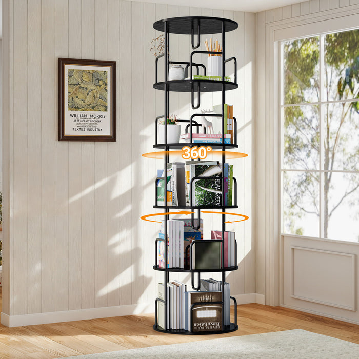 Rotating Bookshelf Tower 5 Tier Spinning 360 Degree Revolving Storage Shelf Home Essentials