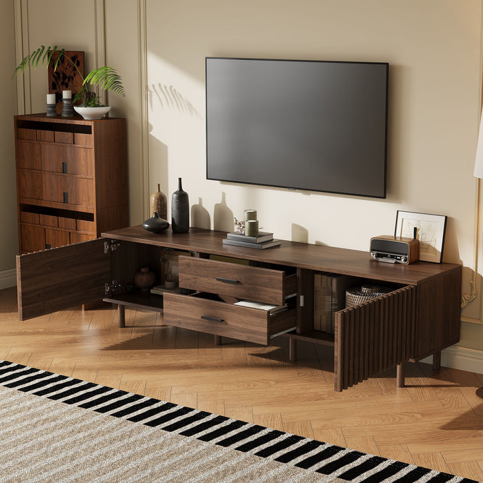 TV Stand For TVs Up To 80", Media Entertainment Center With Ample Storage - Dark Brown Hearth and Haven