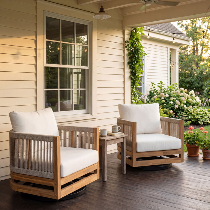 Outdoor Swivel Base Chair & Cushions Noble House