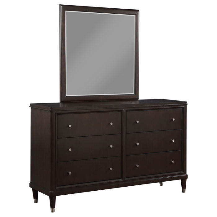 Navarro - 6 Drawer Dresser With Mirror - Brown Furniture Max
