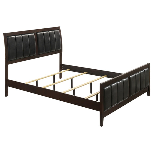 Eastern King Panel Bed With Upholstered Headboard And Footboard - Cappuccino Furniture Max