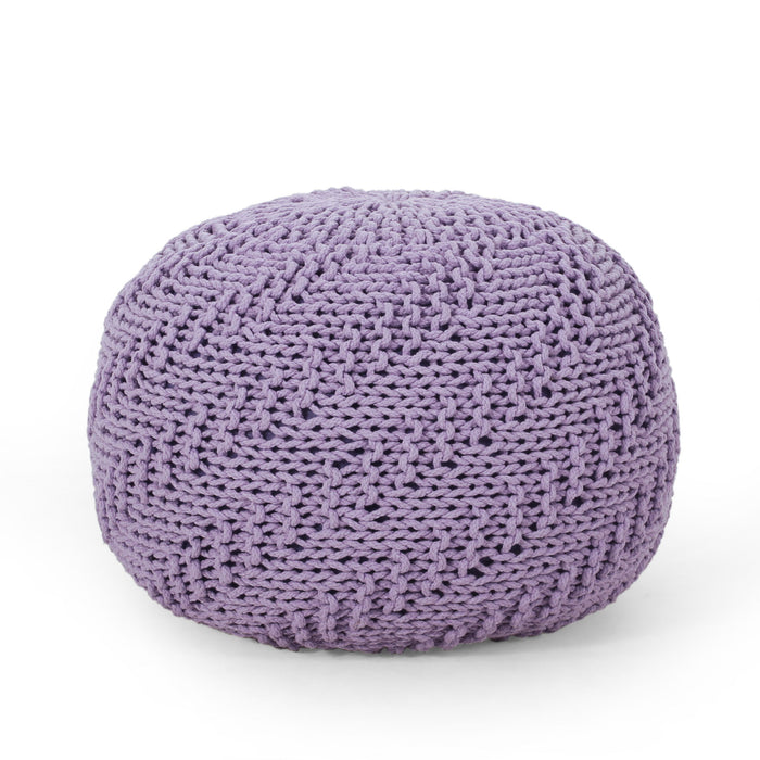 Bordeaux - Knitted Cotton Round Pouf Ottoman