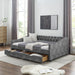 Upholstered Tufted Daybed With Drawers, Waved Arms Home Essentials