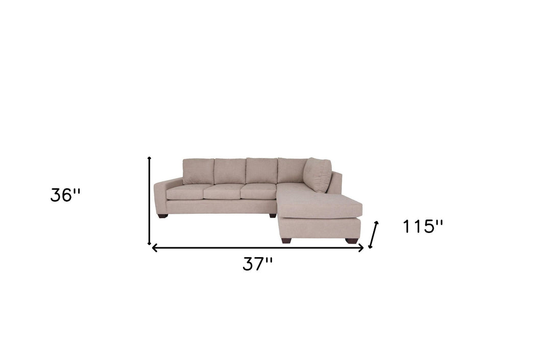 Polyester Blend Stationary L Shaped Two Piece Corner Sectional - Tan