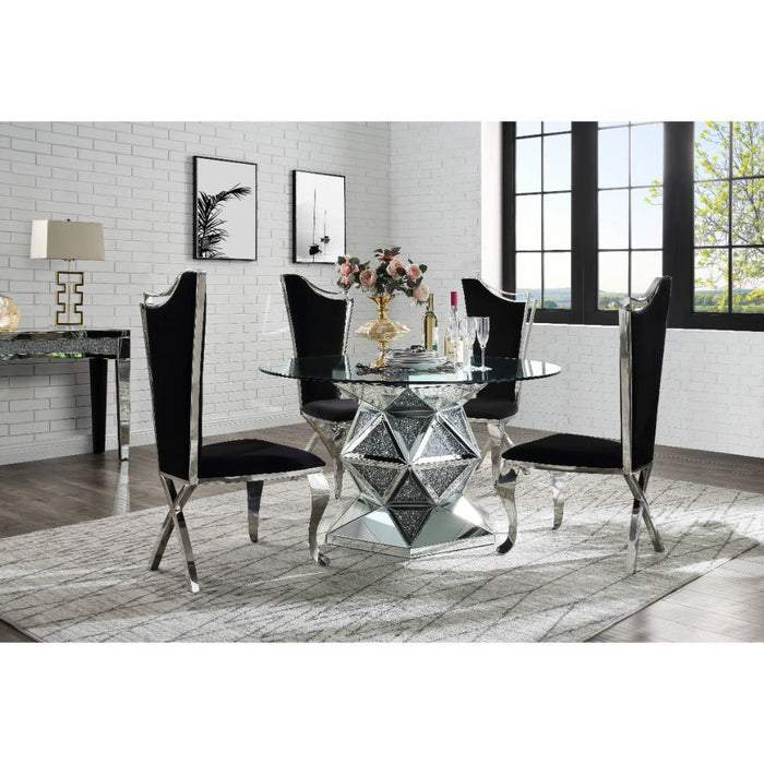 Noralie - 52" Round Dining Table - Mirrored & Faux Diamonds ACME