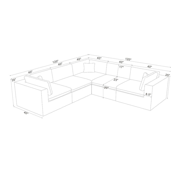 Coffee Bean Like Upholstery Full Compressed Modular Sectional With Toss Pillows - Light Gray Home Essentials