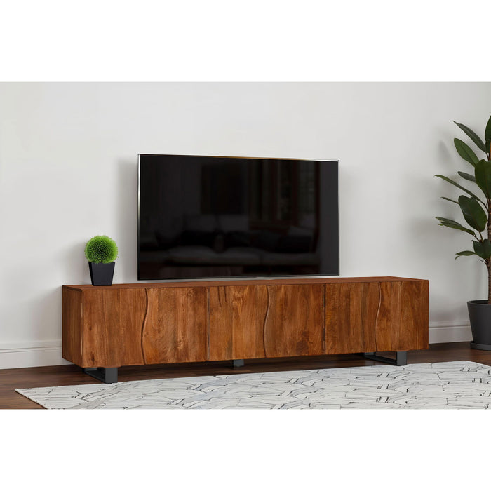 Harper - TV Stand Media Console With Curved Doors - Brown Furniture Max