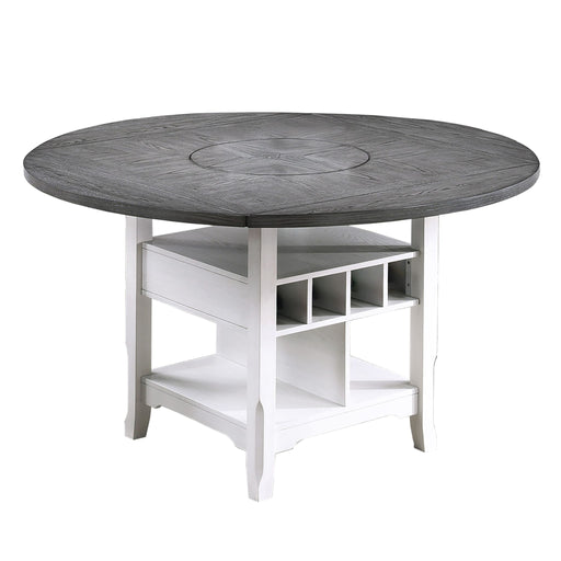 Counter Height Dining Table With Built In Lazy Susan And Storage Shelves Home Essentials